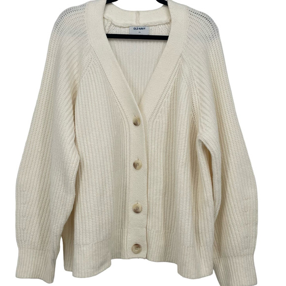 Old Navy Sweaters - Old Navy 2XL Womens Cardigan Sweater Cream Neutral Chunky Knit Beige Button Up